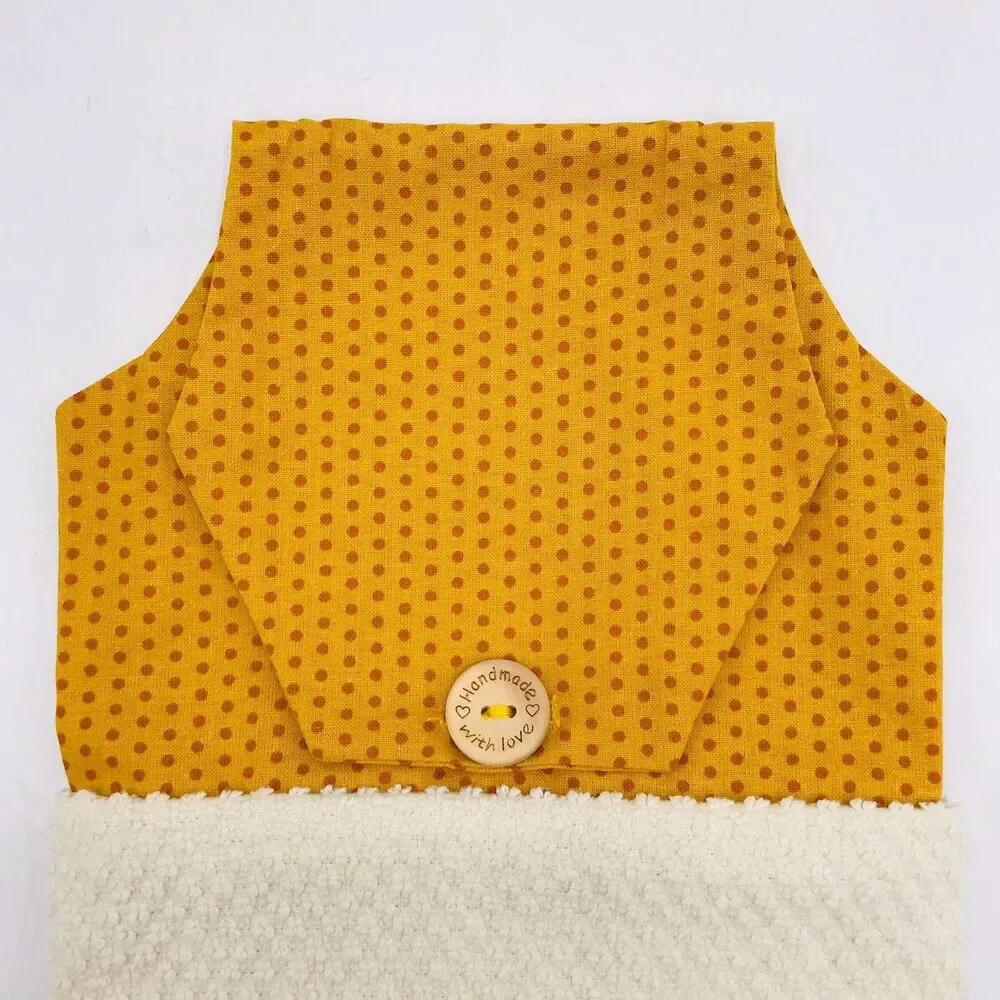 Hanging Kitchen Towel: Burnt Orange Dots, Button Closure